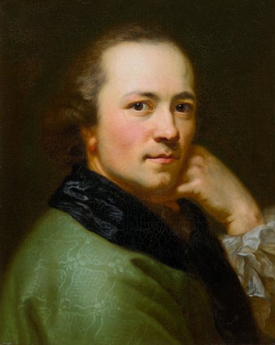 Autorretrato hacia la derecha con chaqueta de terciopelo verde de Anton Graff
